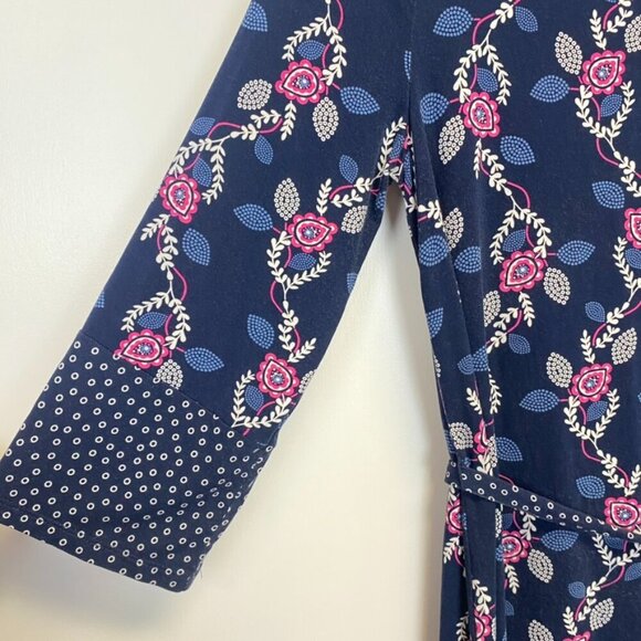 Boden Navy and Pink Paisley Dress with Waist Tie - Picture 6 of 12